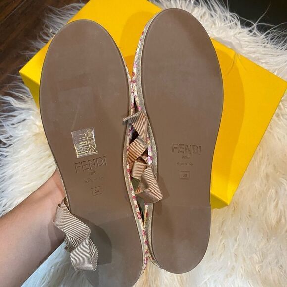 Fendi Quilted floral & gingham canvas espadrilles flats shoes - Picture 7 of 7